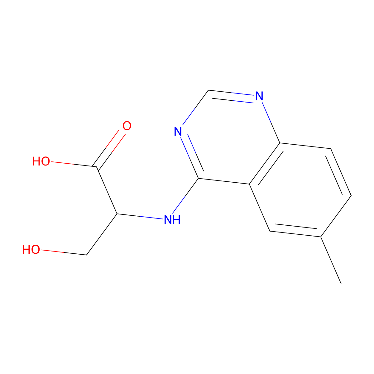 3-Hydroxy-2-((6-methylquinazolin-4-yl)amino)propanoic acid molecular structure, CAS 1396967-24-0