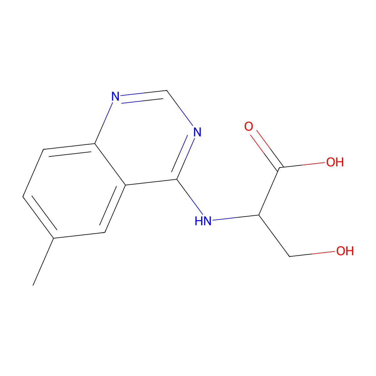 3-Hydroxy-2-((6-methylquinazolin-4-yl)amino)propanoic acid molecular structure, CAS 1396967-24-0