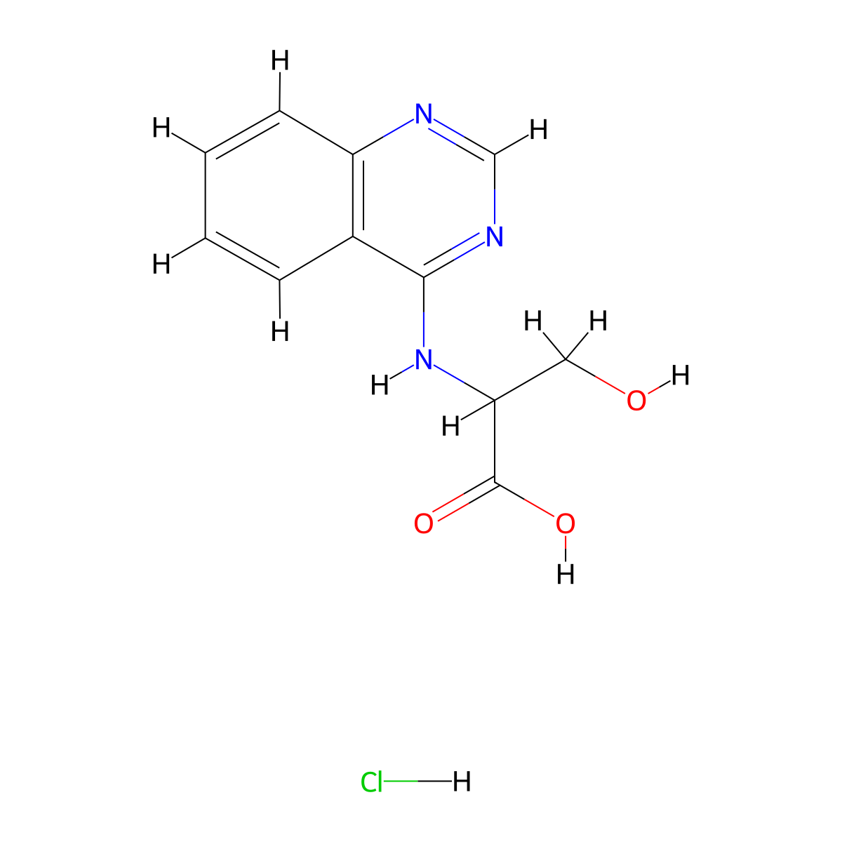 3-hydroxy-2-(quinazolin-4-ylamino)propanoic Acid Hydrochloride molecular structure, CAS 1396967-25-1