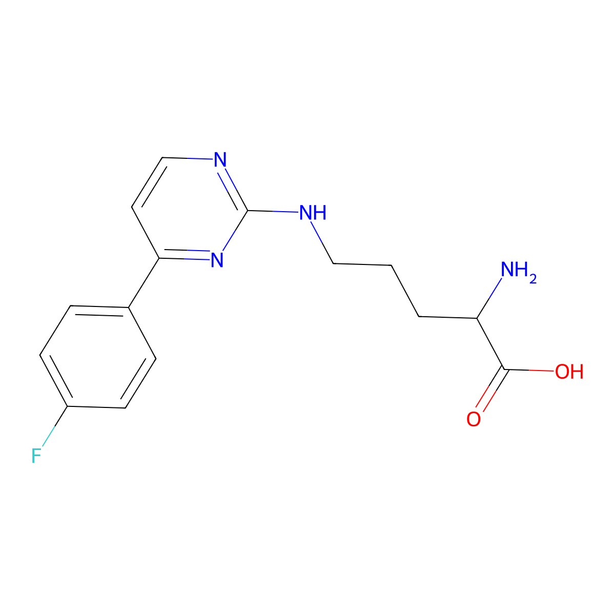 2-Amino-5-{[4-(4-fluorophenyl)-2-pyrimidinyl]amino}pentanoic acid molecular structure, CAS 1396967-30-8
