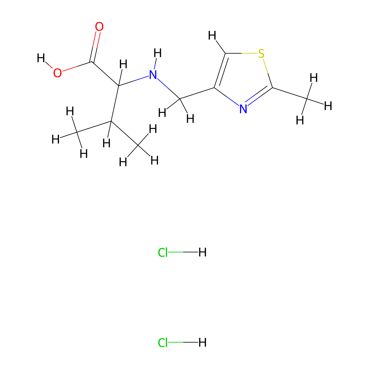 3-Methyl-2-{[(2-methyl-1,3-thiazol-4-yl)methyl]amino}butanoic acid dihydrochloride molecular structure, CAS 1396967-32-0