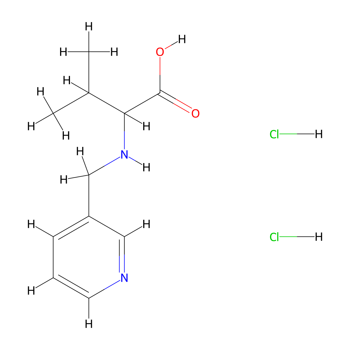 3-Methyl-2-{[(pyridin-3-yl)methyl]amino}butanoic acid dihydrochloride molecular structure, CAS 1396967-33-1