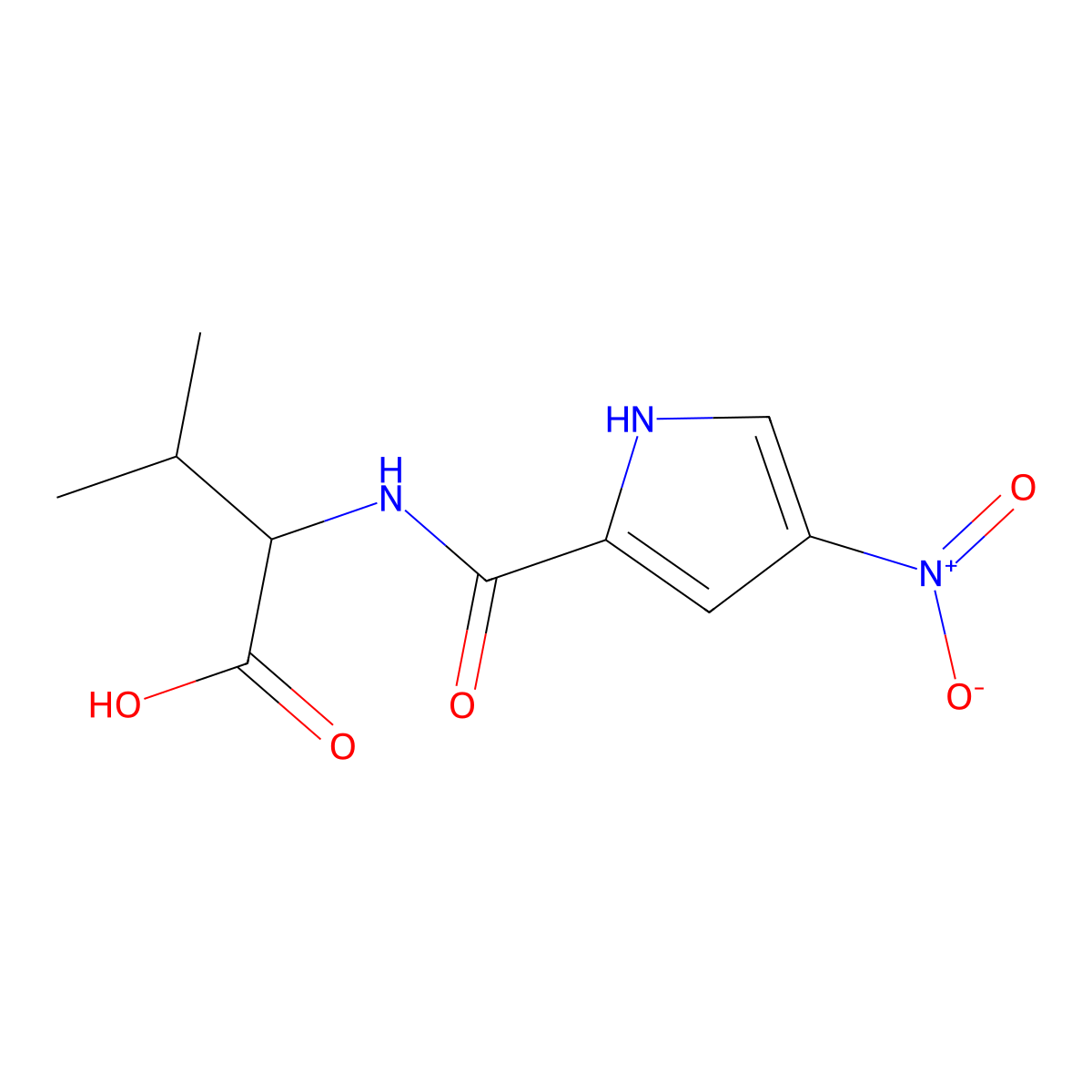 3-methyl-2-[(4-nitro-1H-pyrrol-2-yl)formamido]butanoic acid molecular structure, CAS 1396967-34-2