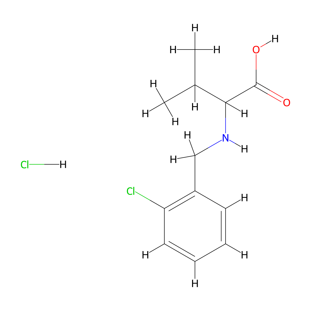 2-{[(2-Chlorophenyl)methyl]amino}-3-methylbutanoic acid hydrochloride molecular structure, CAS 1396967-35-3