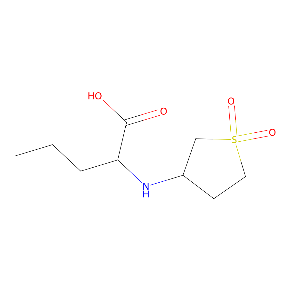 2-[(1,1-Dioxothiolan-3-yl)amino]pentanoic acid molecular structure, CAS 1396967-41-1