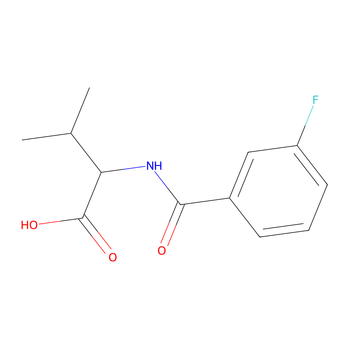 2-[(3-Fluorophenyl)formamido]-3-methylbutanoic acid molecular structure, CAS 1396967-51-3