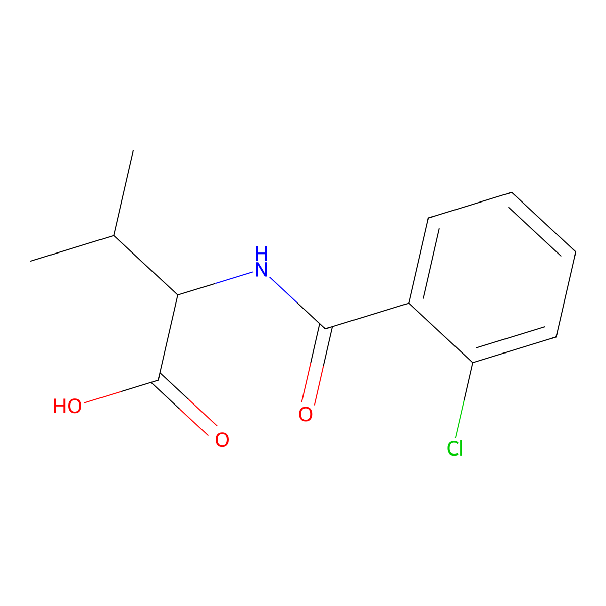 2-[(2-Chlorophenyl)formamido]-3-methylbutanoic acid molecular structure, CAS 1396967-55-7