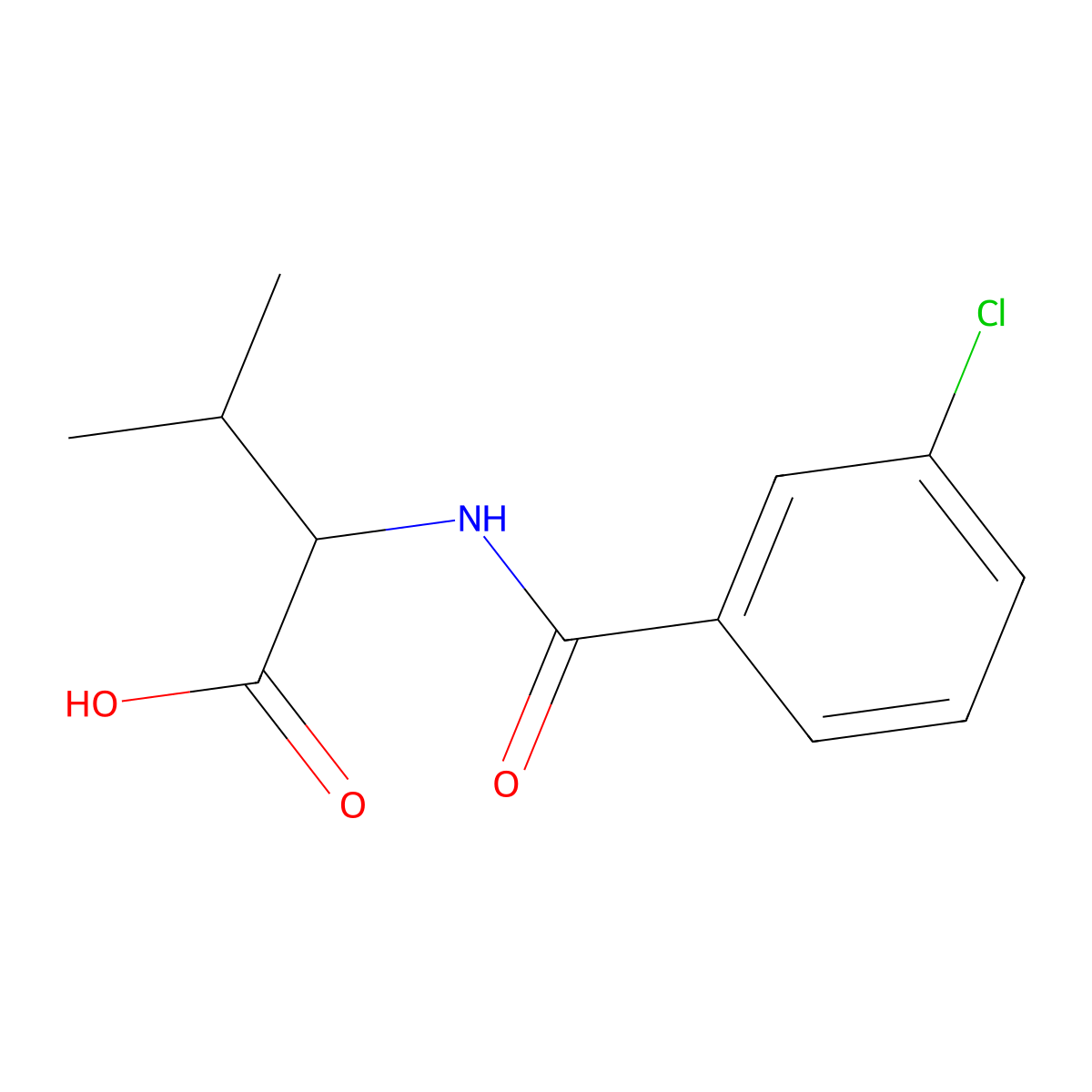 2-[(3-Chlorobenzoyl)amino]-3-methylbutanoic acid molecular structure, CAS 1396967-56-8