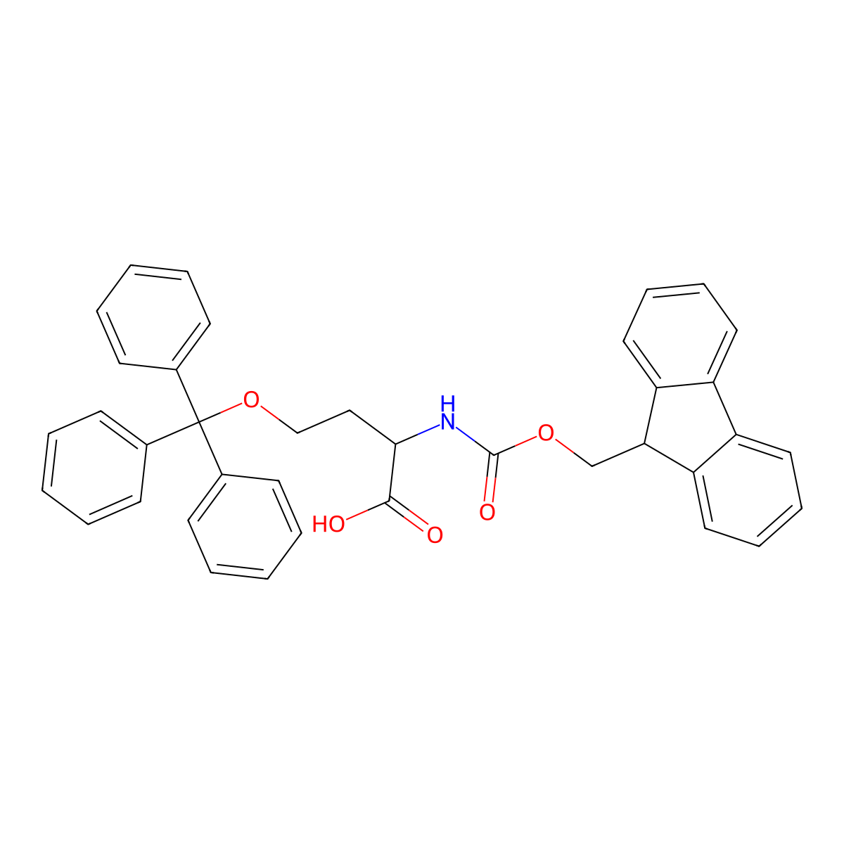 Fmoc-DL-2-amino-4-trityloxybutanoic acid molecular structure, CAS 1396967-68-2