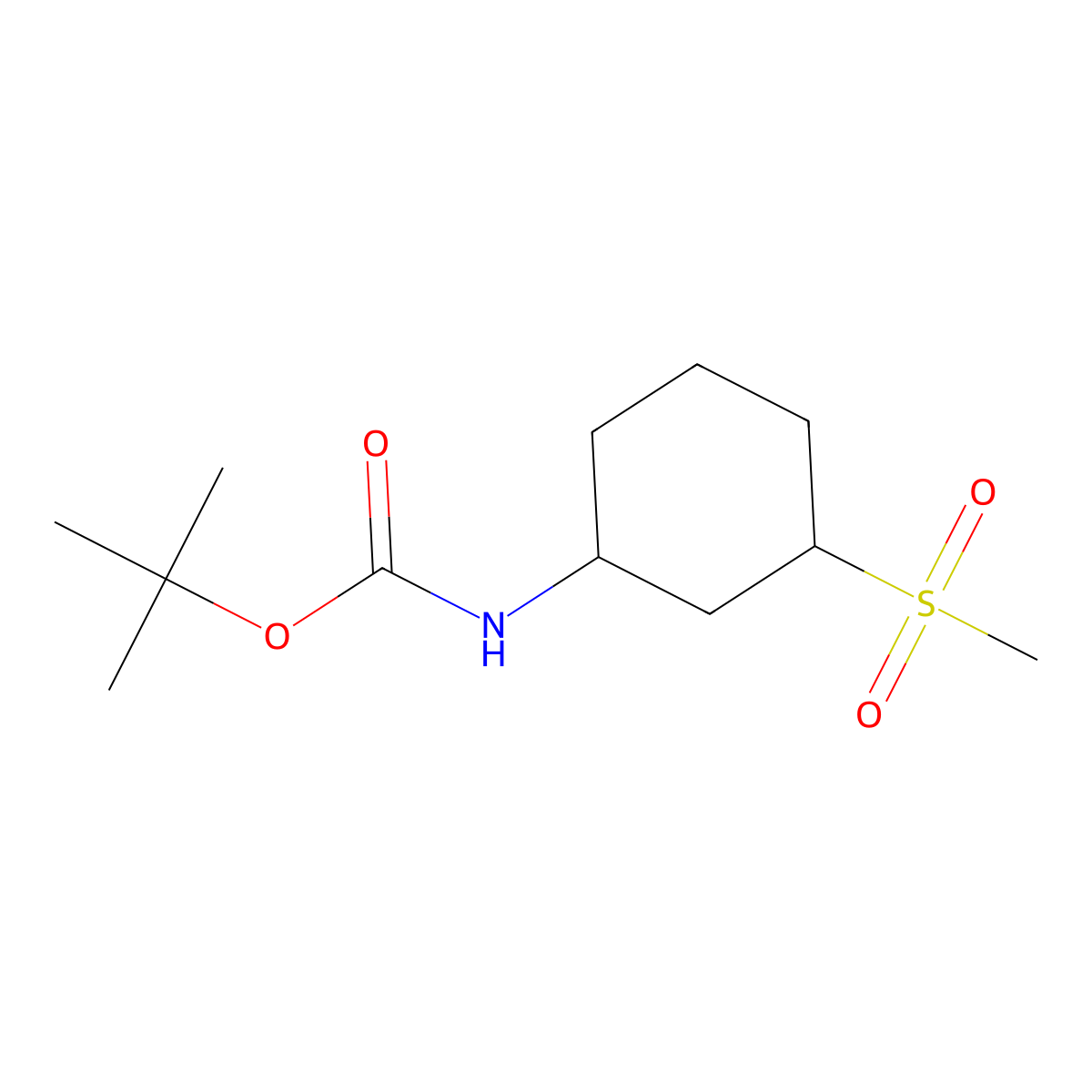 tert-butyl N-(3-methanesulfonylcyclohexyl)carbamate molecular structure, CAS 1396968-25-4