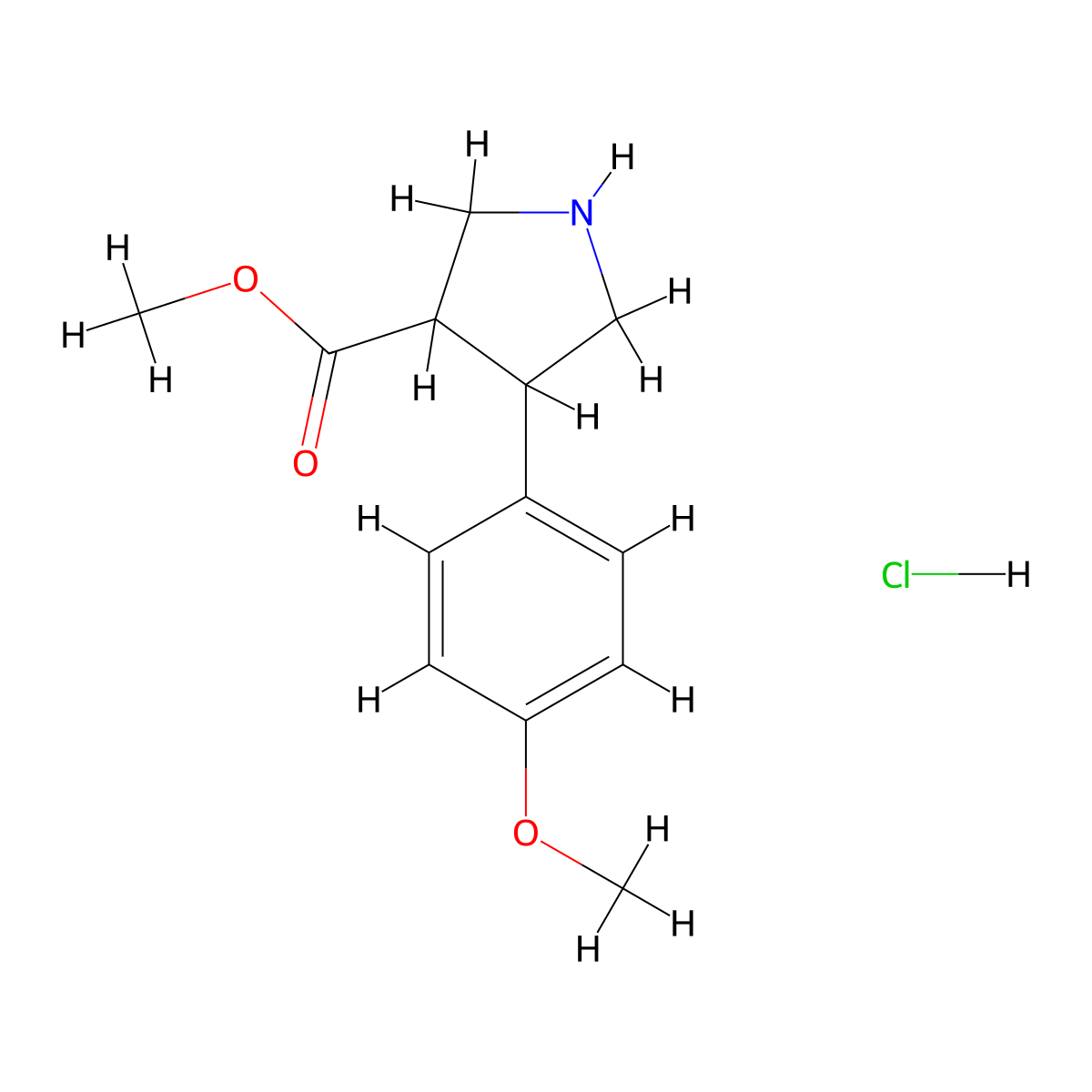 Methyl 4-(4-methoxyphenyl)pyrrolidine-3-carboxylate hydrochloride molecular structure, CAS 1396968-58-3
