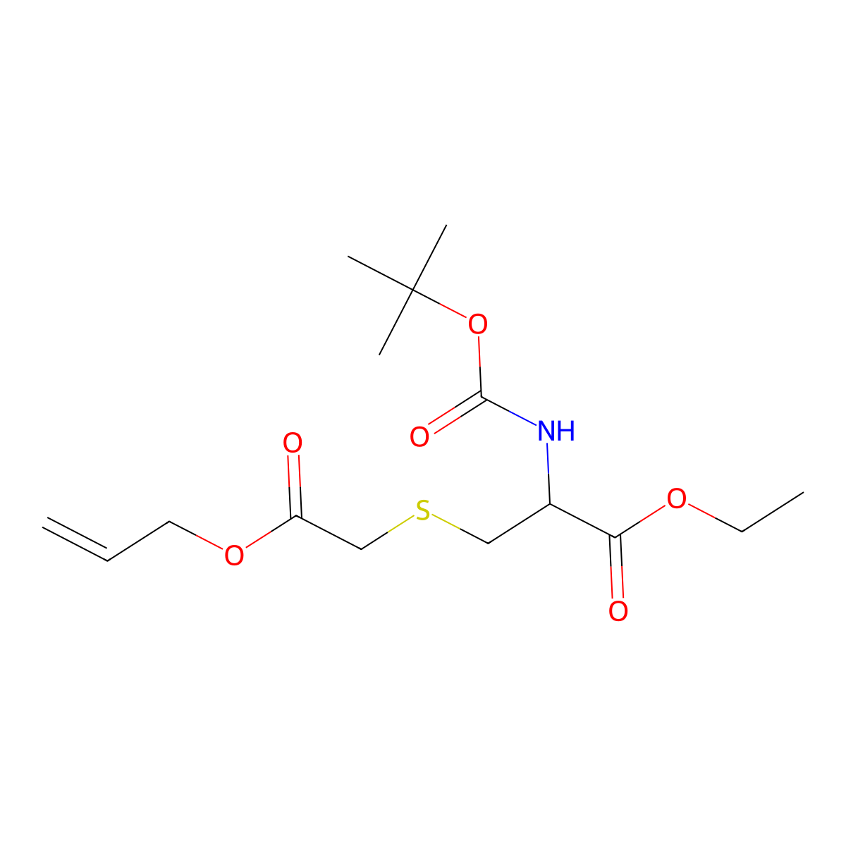 Ethyl 3-{[2-(allyloxy)-2-oxoethyl]sulfanyl}-2-[(tert-butoxycarbonyl)amino]propanoate molecular structure, CAS 1396968-78-7