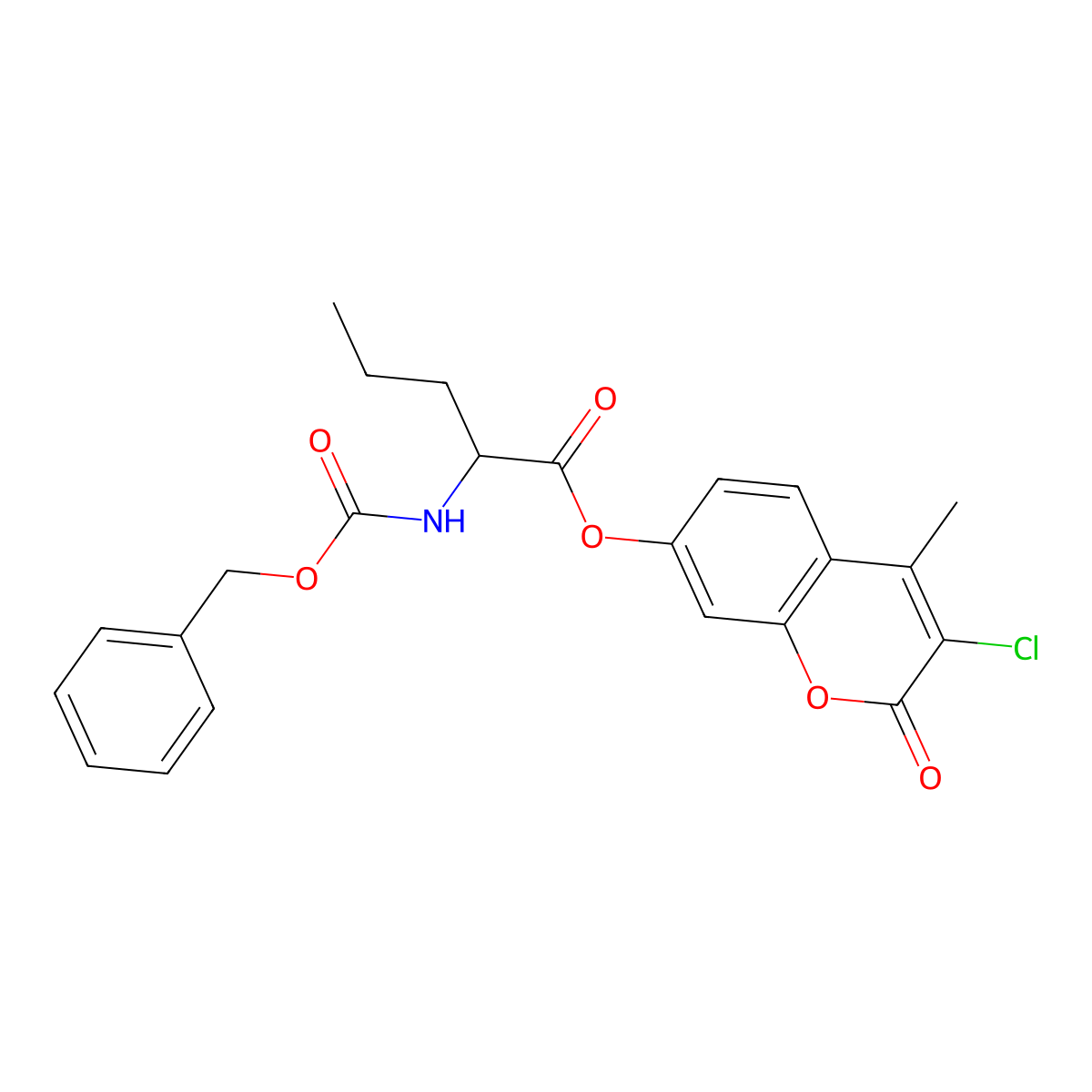 3-chloro-4-methyl-2-oxo-2H-chromen-7-yl 2-{[(benzyloxy)carbonyl]amino}pentanoate molecular structure, CAS 1396968-81-2