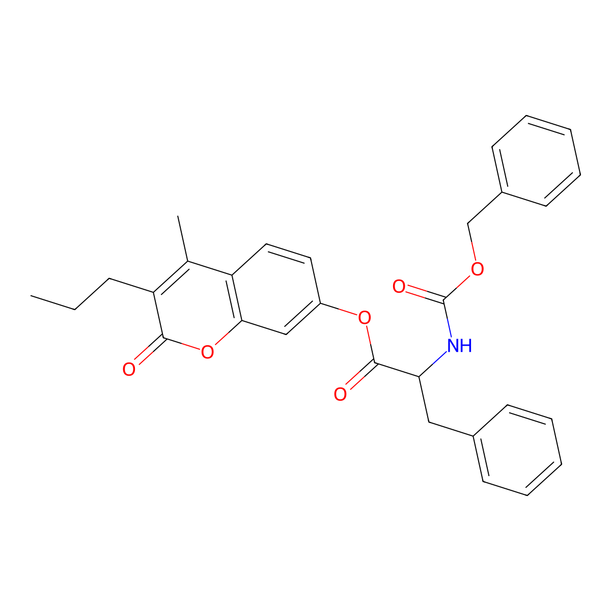 4-methyl-2-oxo-3-propyl-2H-chromen-7-yl 2-(((benzyloxy)carbonyl)amino)-3-phenylpropanoate molecular structure, CAS 1396968-88-9