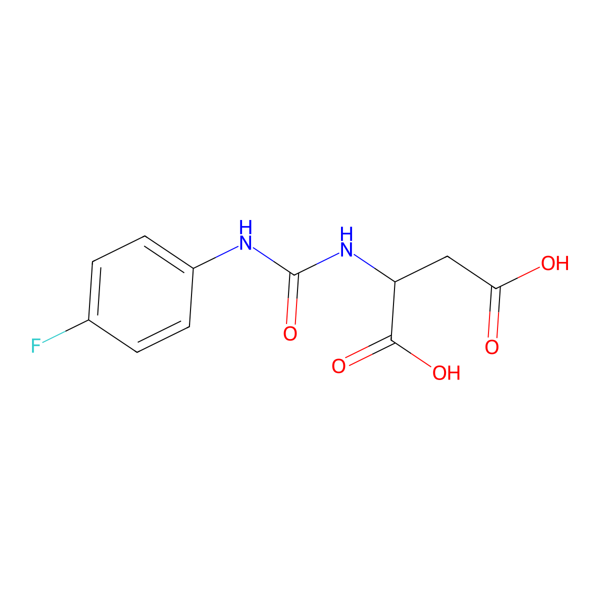 2-{[(4-Fluorophenyl)carbamoyl]amino}butanedioic acid molecular structure, CAS 1396969-13-3