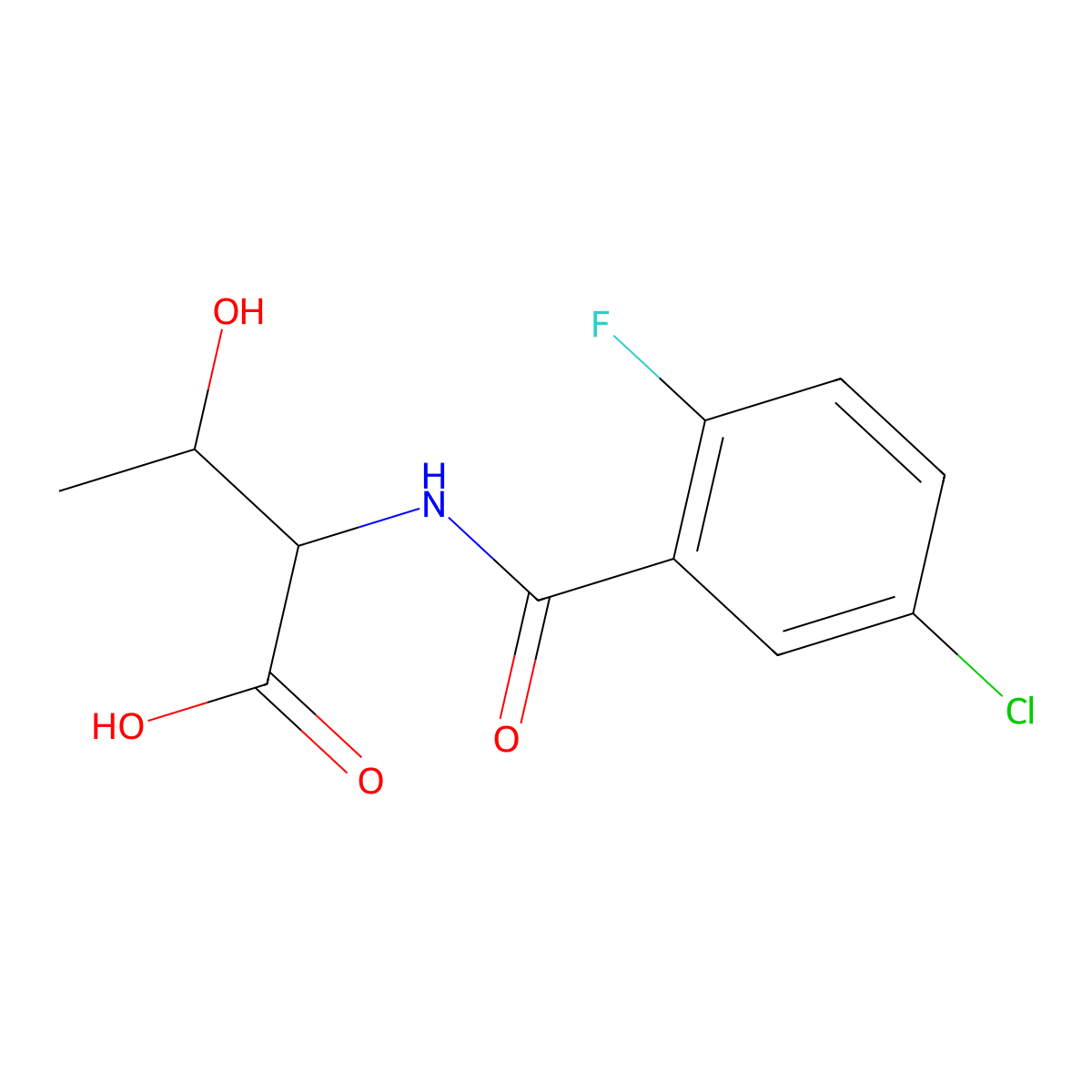 2-[(5-Chloro-2-fluorophenyl)formamido]-3-hydroxybutanoic acid molecular structure, CAS 1396969-18-8