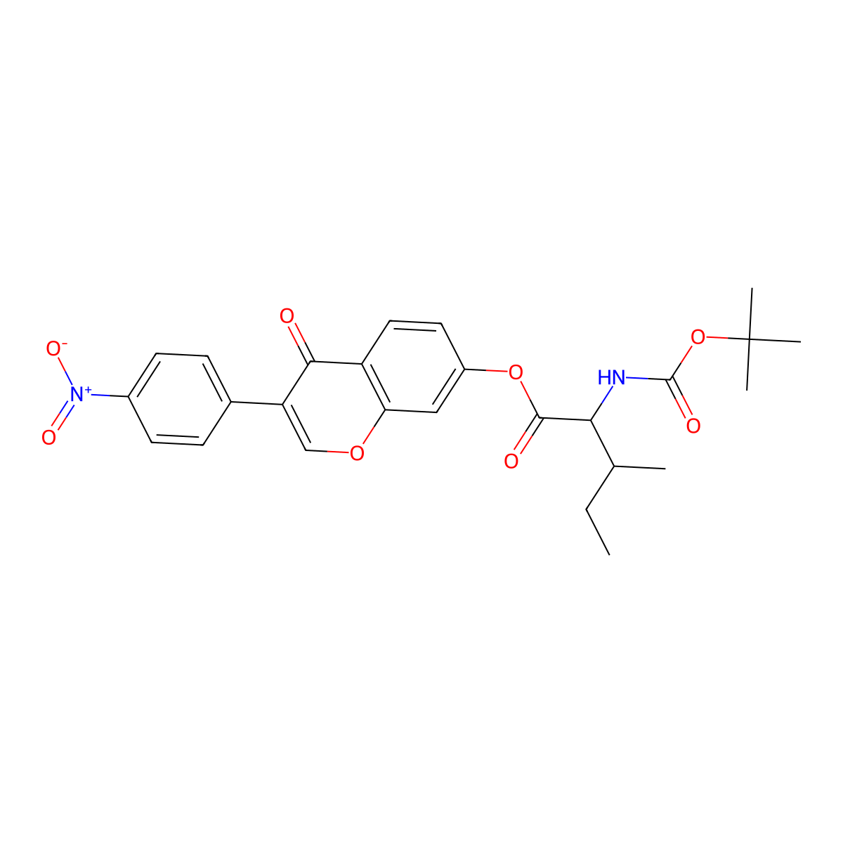 2-tert-Butoxycarbonylamino-3-methyl-pentanoic acid 3-(4-nitro-phenyl)-4-oxo-4H-chromen-7-yl ester molecular structure, CAS 1396971-18-8