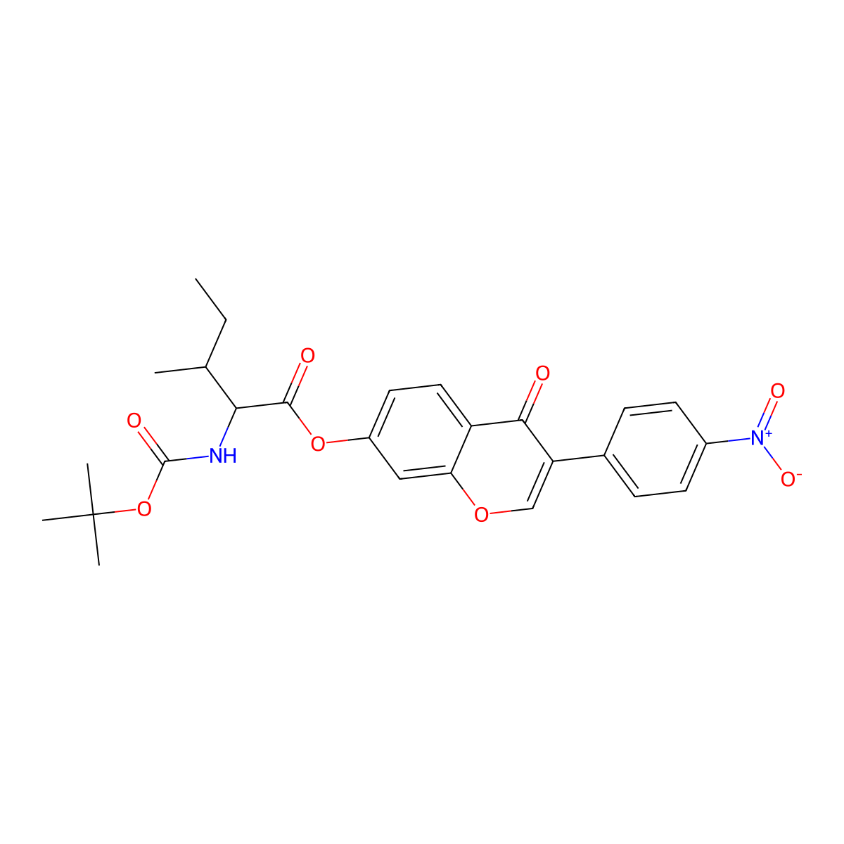 2-tert-Butoxycarbonylamino-3-methyl-pentanoic acid 3-(4-nitro-phenyl)-4-oxo-4H-chromen-7-yl ester molecular structure, CAS 1396971-18-8