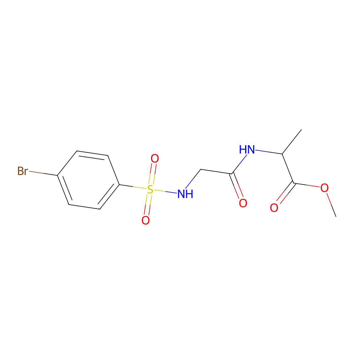 Methyl 2-[(2-{[(4-bromophenyl)sulfonyl]amino}acetyl)amino]propanoate molecular structure, CAS 1396971-36-0