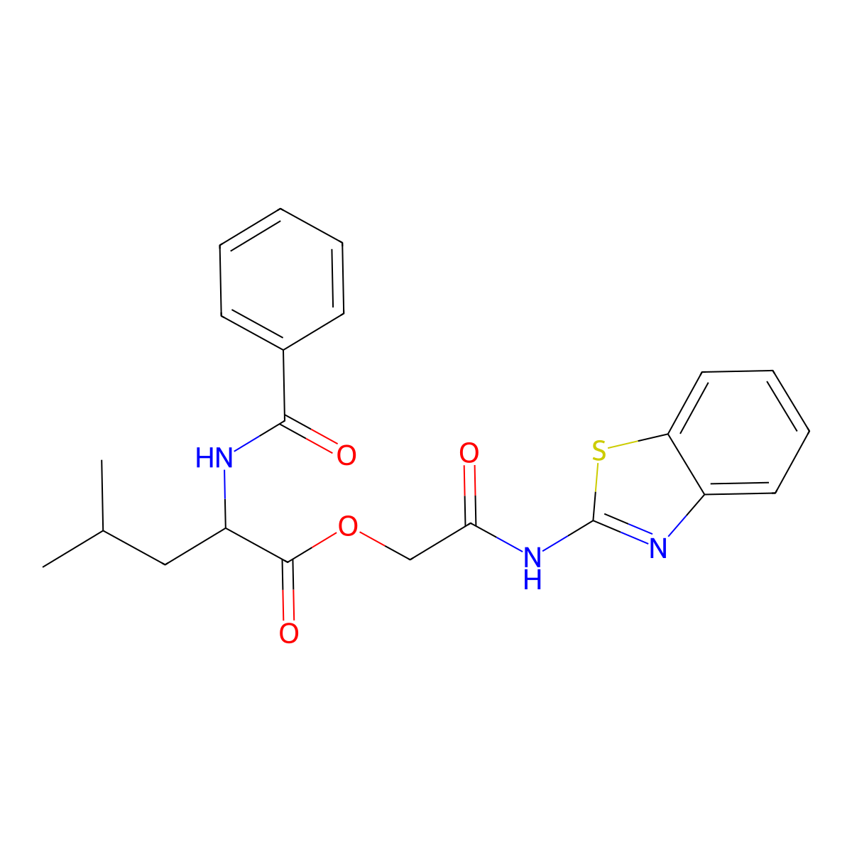 2-(1,3-benzothiazol-2-ylamino)-2-oxoethyl N-(phenylcarbonyl)leucinate molecular structure, CAS 1396971-44-0