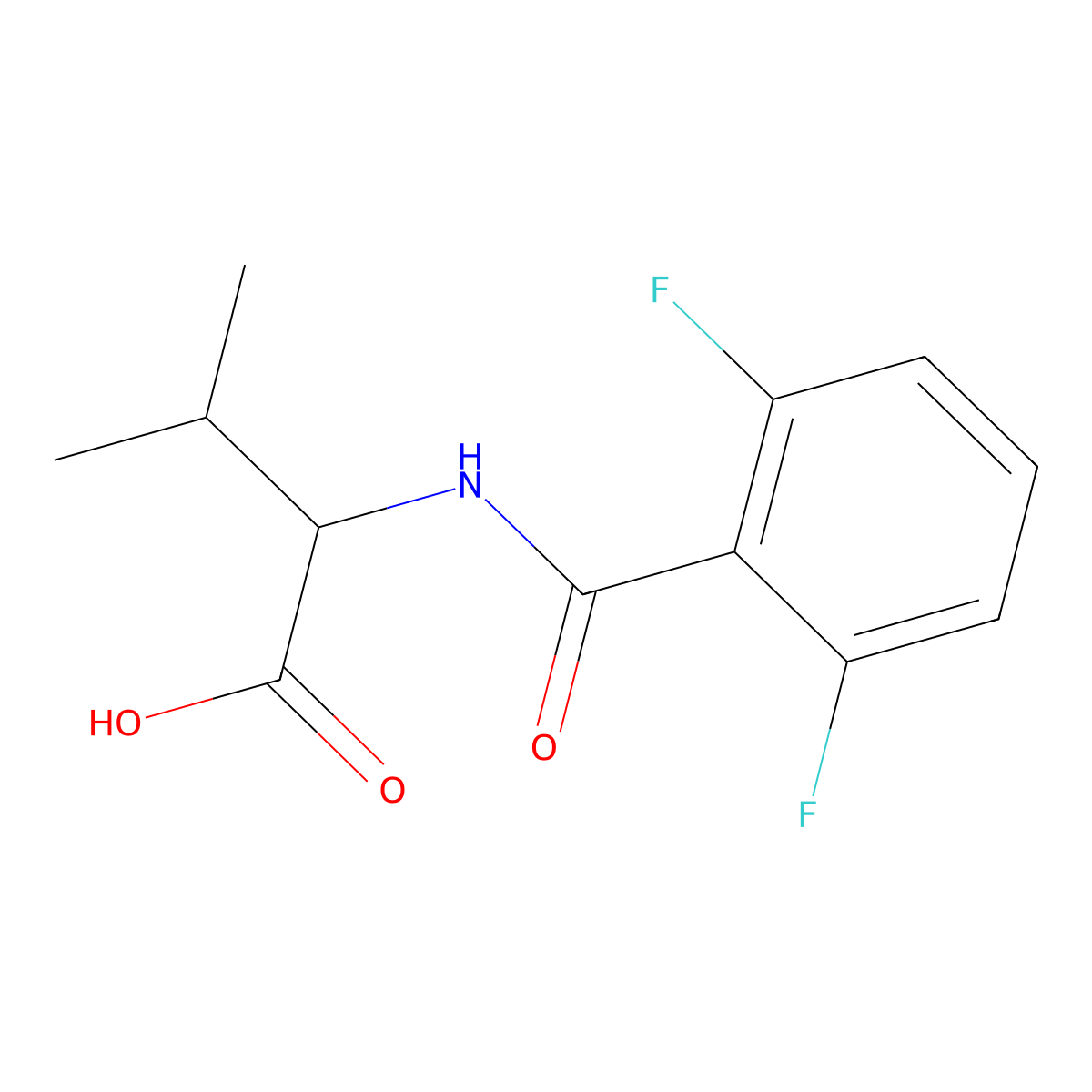 2-[(2,6-Difluorophenyl)formamido]-3-methylbutanoic acid molecular structure, CAS 1396972-19-2