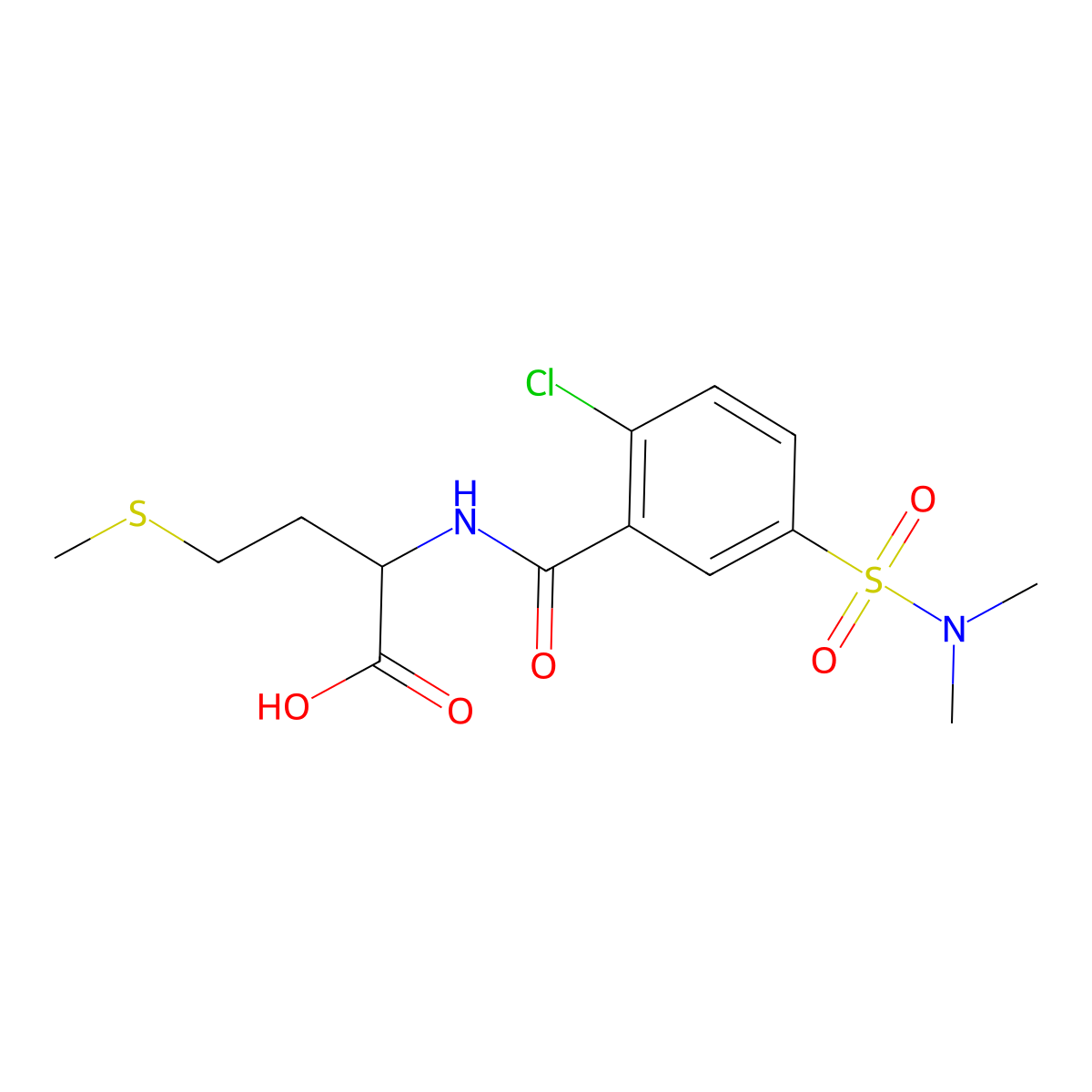 2-{[2-Chloro-5-(dimethylsulfamoyl)phenyl]formamido}-4-(methylsulfanyl)butanoic acid molecular structure, CAS 1396972-73-8