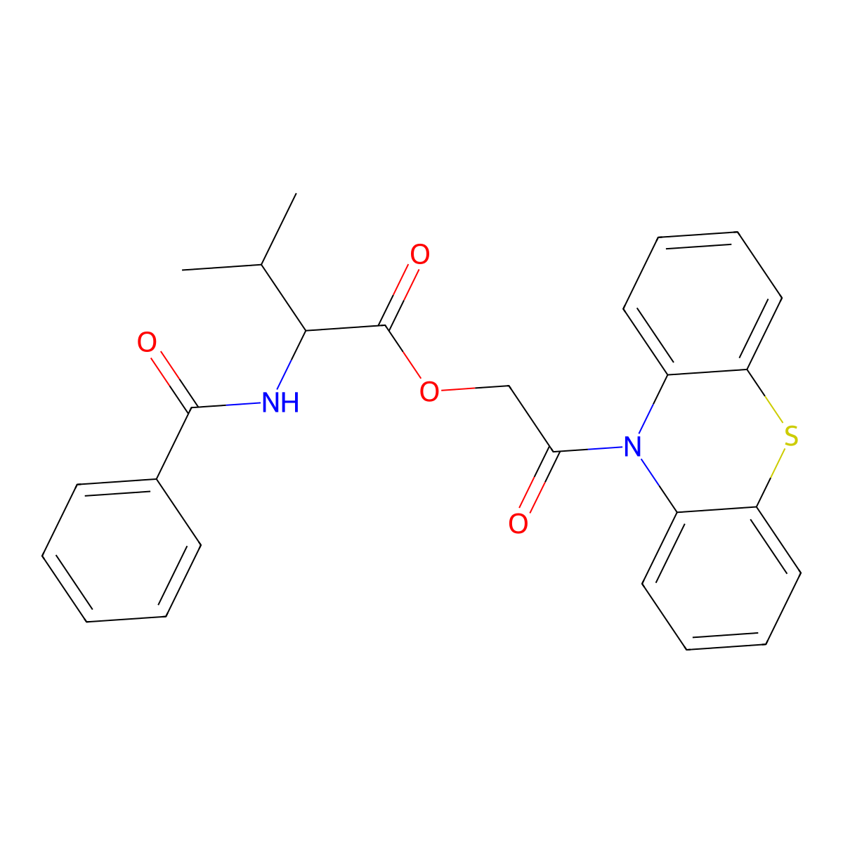 2-oxo-2-(10H-phenothiazin-10-yl)ethyl N-(phenylcarbonyl)valinate molecular structure, CAS 1396973-00-4