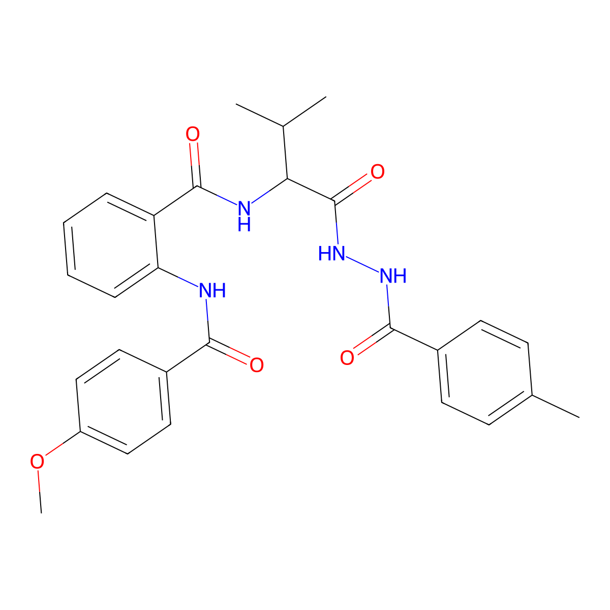 2-(4-Methoxybenzamido)-N-{3-methyl-1-[(4-methylphenyl)formohydrazido]-1-oxobutan-2-YL}benzamide molecular structure, CAS 1396979-01-3