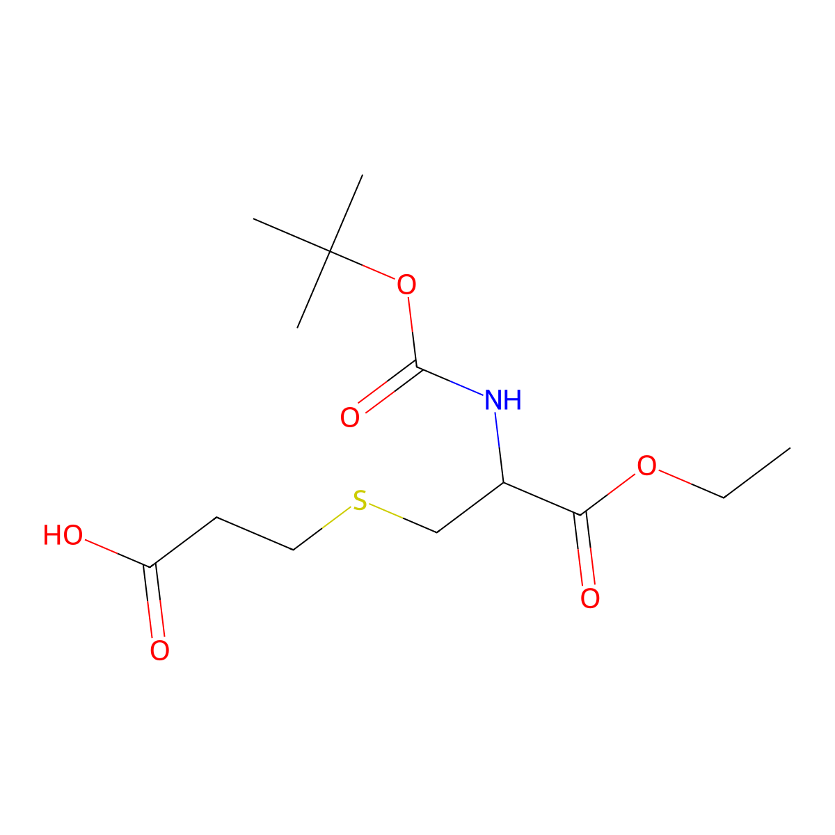 3-({2-[(Tert-butoxycarbonyl)amino]-3-ethoxy-3-oxopropyl}sulfanyl)propanoic acid molecular structure, CAS 1396979-23-9
