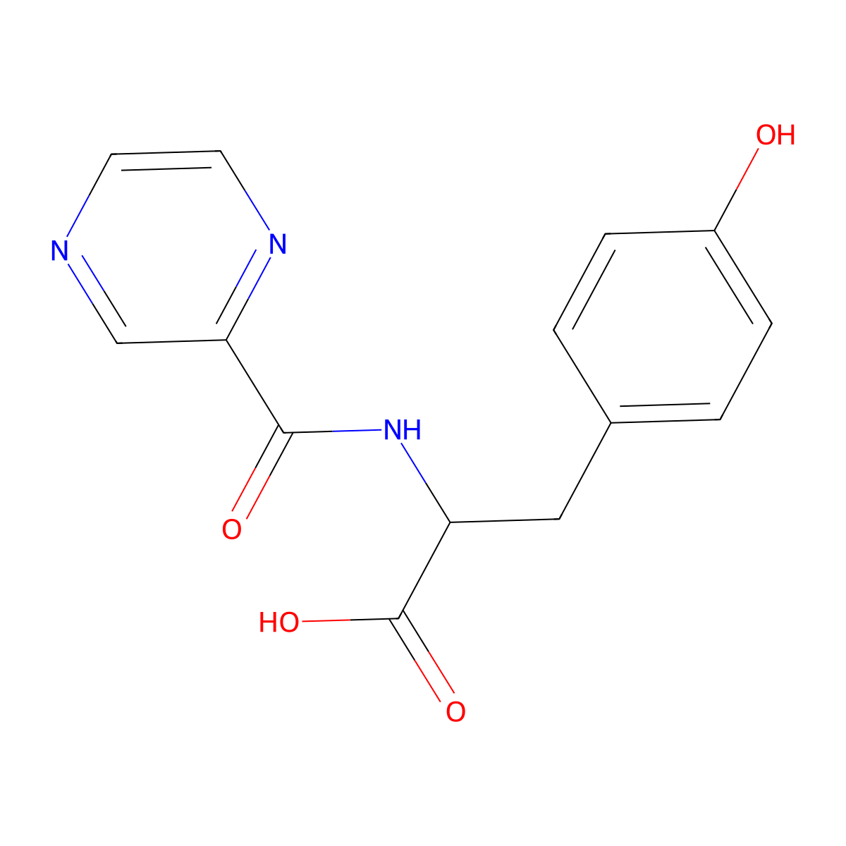 3-(4-Hydroxyphenyl)-2-(pyrazin-2-ylformamido)propanoic acid molecular structure, CAS 1396980-05-4