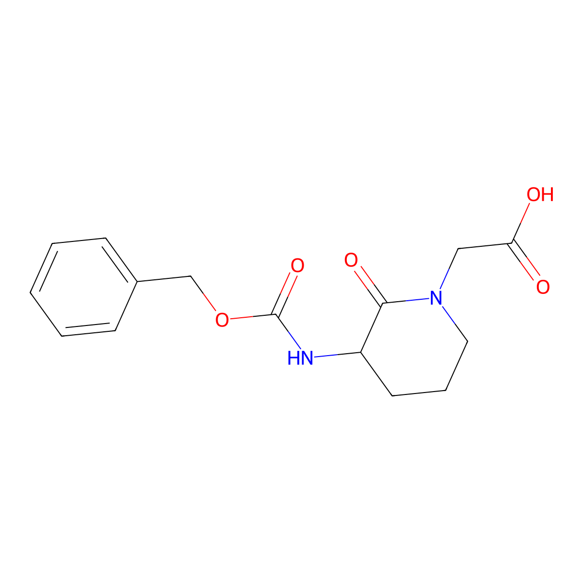 2-(3-{[(Benzyloxy)carbonyl]amino}-2-oxopiperidin-1-yl)acetic acid molecular structure, CAS 1396980-59-8