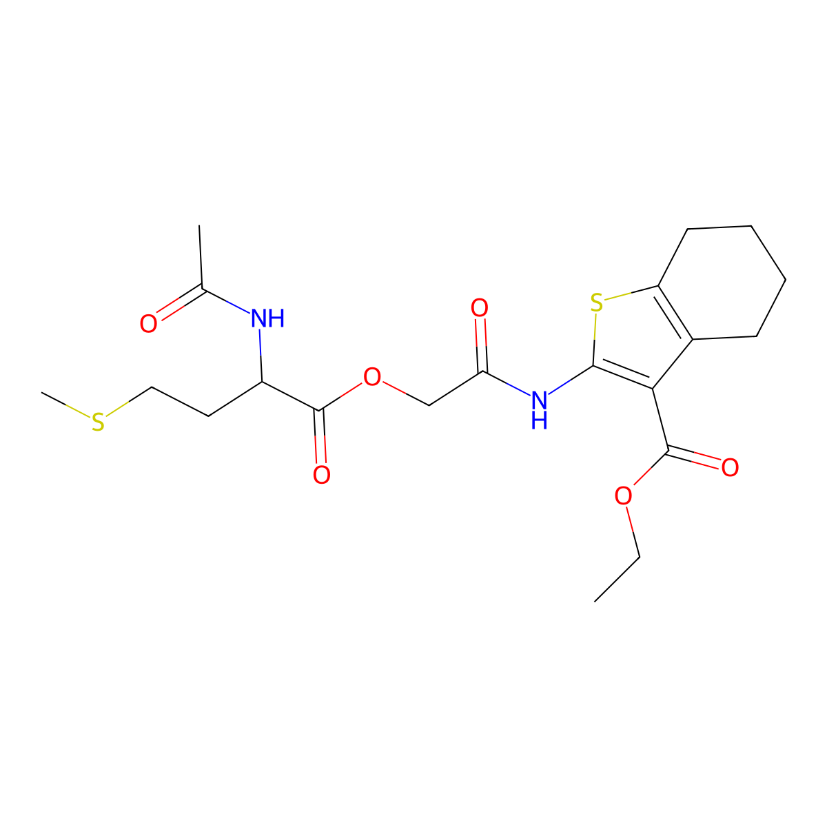 ethyl 2-({[(N-acetylmethionyl)oxy]acetyl}amino)-4,5,6,7-tetrahydro-1-benzothiophene-3-carboxylate molecular structure, CAS 1396980-75-8