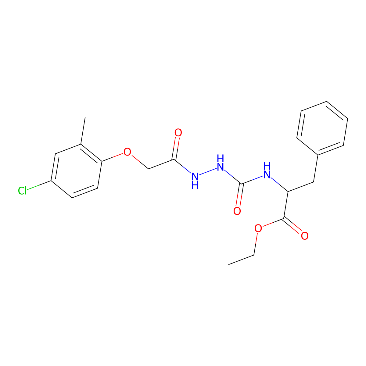 Ethyl 2-(((2-(4-chloro-2-methylphenoxy)acetylamino)amino)carbonylamino)-3-phenylpropanoate molecular structure, CAS 1396988-90-1