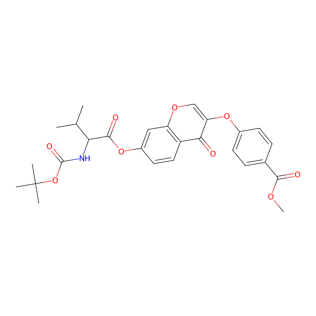 Methyl 4-[7-[3-methyl-2-[(2-methylpropan-2-yl)oxycarbonylamino]butanoyl]oxy-4-oxochromen-3-yl]oxybenzoate molecular structure, CAS 1396994-30-1
