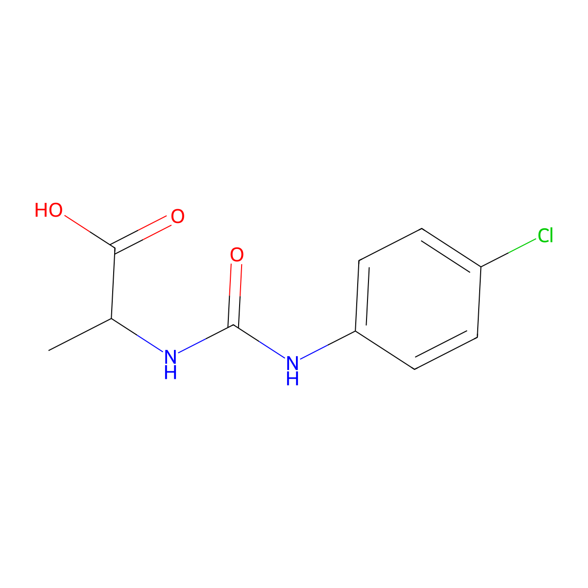 2-[(4-Chlorophenyl)carbamoylamino]propanoic acid molecular structure, CAS 1396994-81-2