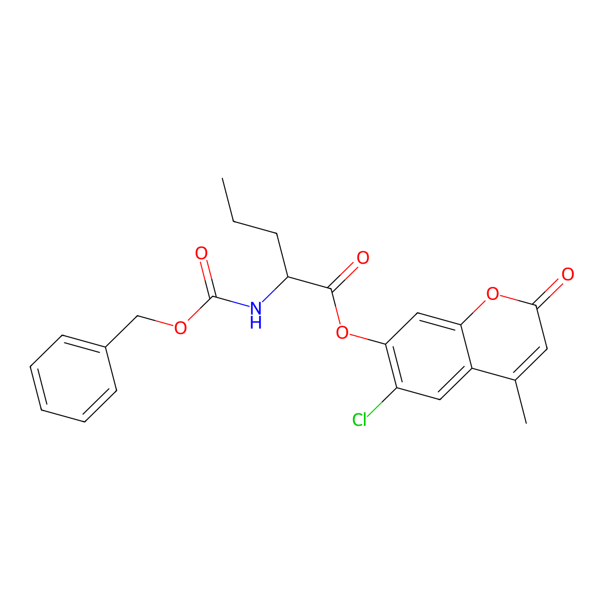 6-chloro-4-methyl-2-oxo-2H-chromen-7-yl N-[(benzyloxy)carbonyl]norvalinate molecular structure, CAS 1396994-99-2