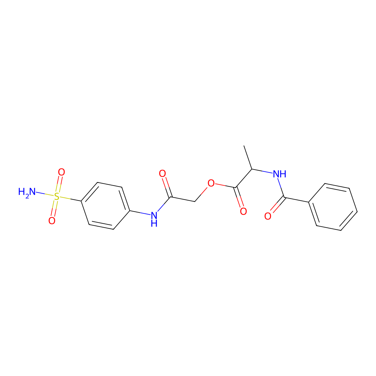 2-oxo-2-[(4-sulfamoylphenyl)amino]ethyl N-(phenylcarbonyl)alaninate molecular structure, CAS 1396995-11-1