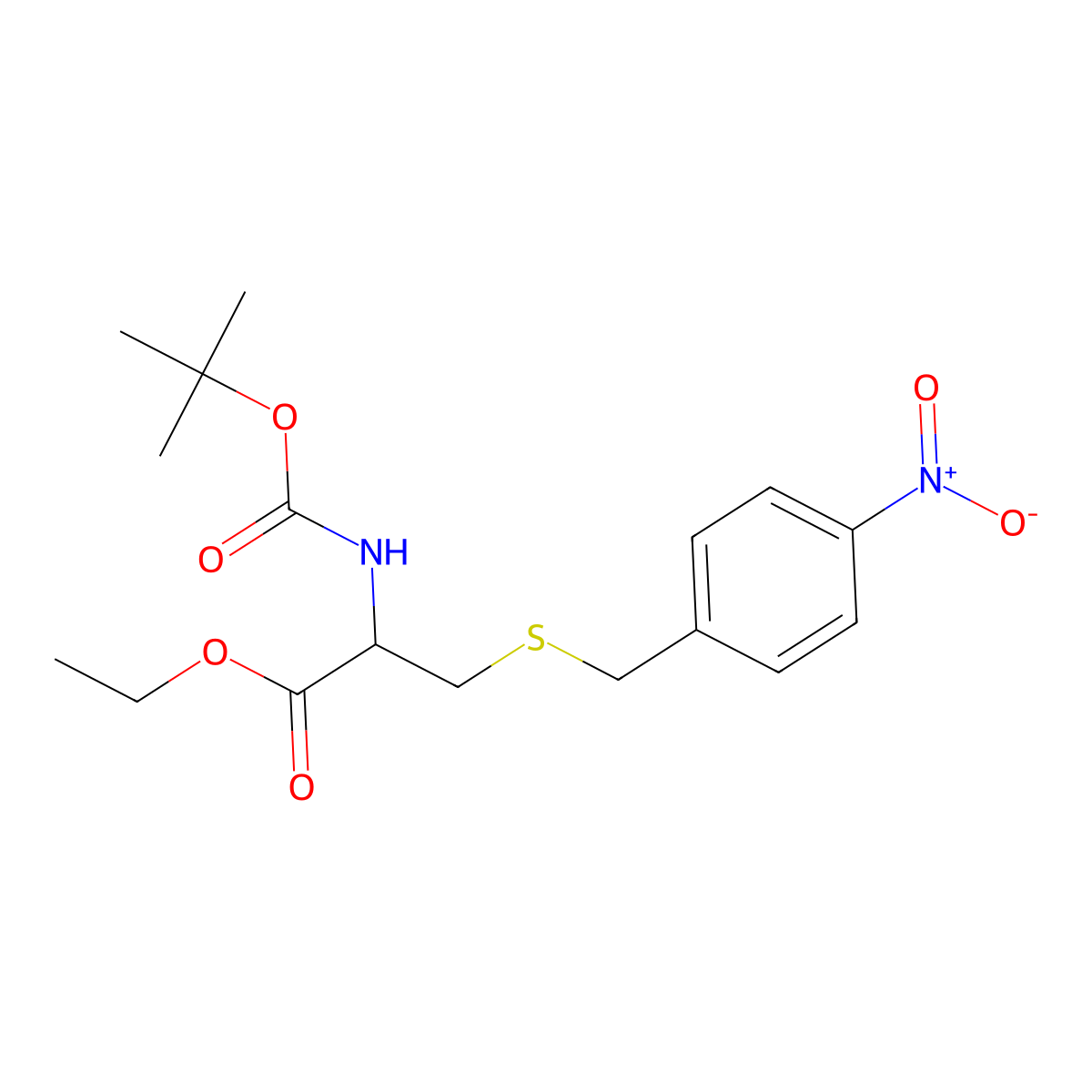 Ethyl 2-[(tert-butoxycarbonyl)amino]-3-[(4-nitrobenzyl)sulfanyl]propanoate molecular structure, CAS 1396996-84-1
