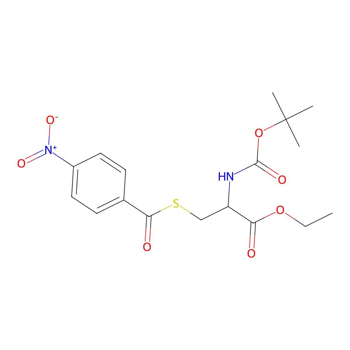Ethyl 2-[(tert-butoxycarbonyl)amino]-3-[(4-nitrobenzoyl)sulfanyl]propanoate molecular structure, CAS 1396997-96-8