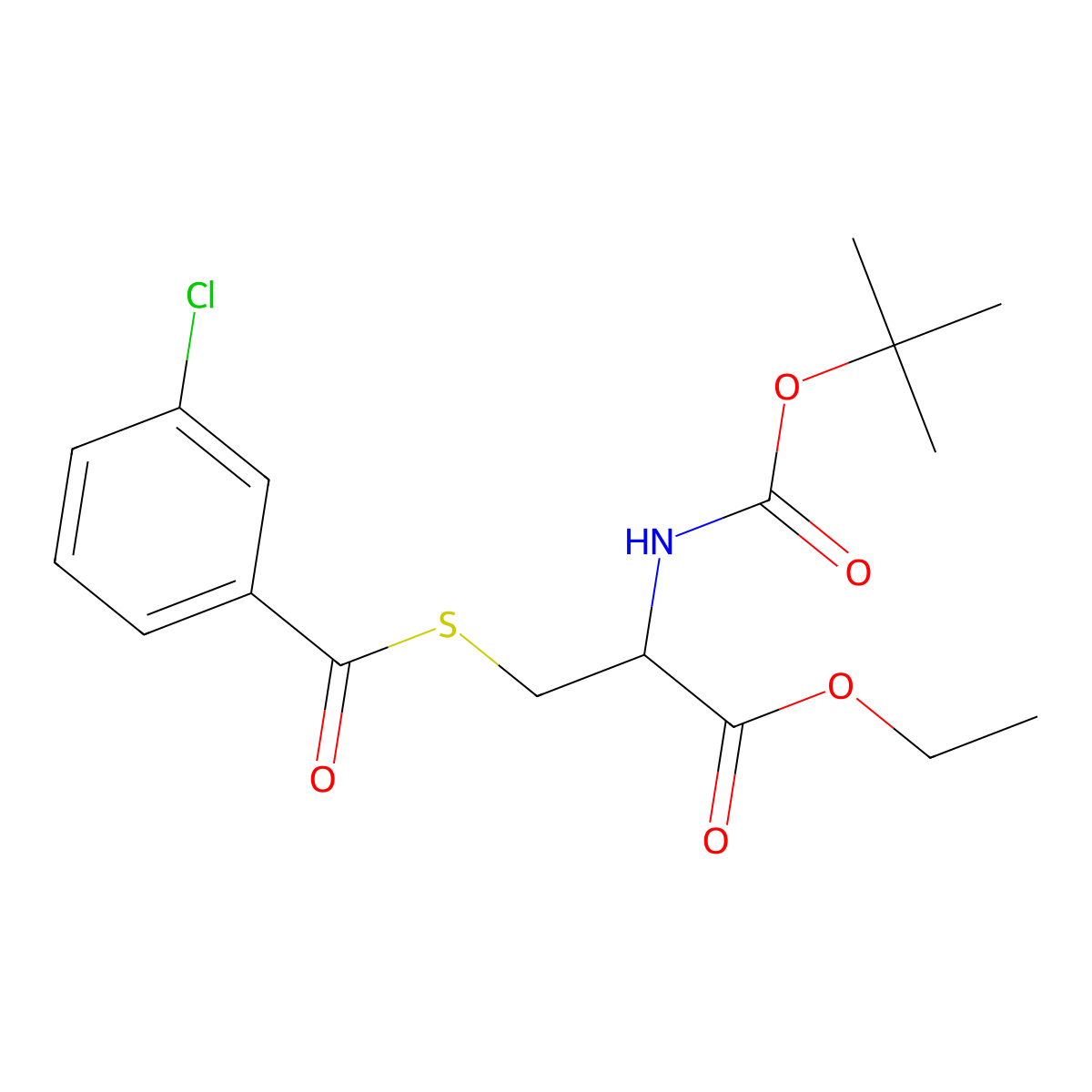 Ethyl 2-[(tert-butoxycarbonyl)amino]-3-[(3-chlorobenzoyl)sulfanyl]propanoate molecular structure, CAS 1396998-68-7