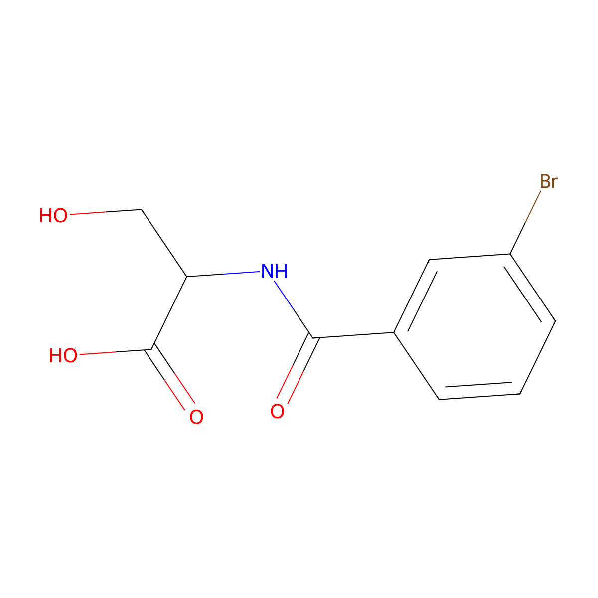 2-((3-Bromophenyl)formamido)-3-hydroxypropanoic acid molecular structure, CAS 1396999-37-3