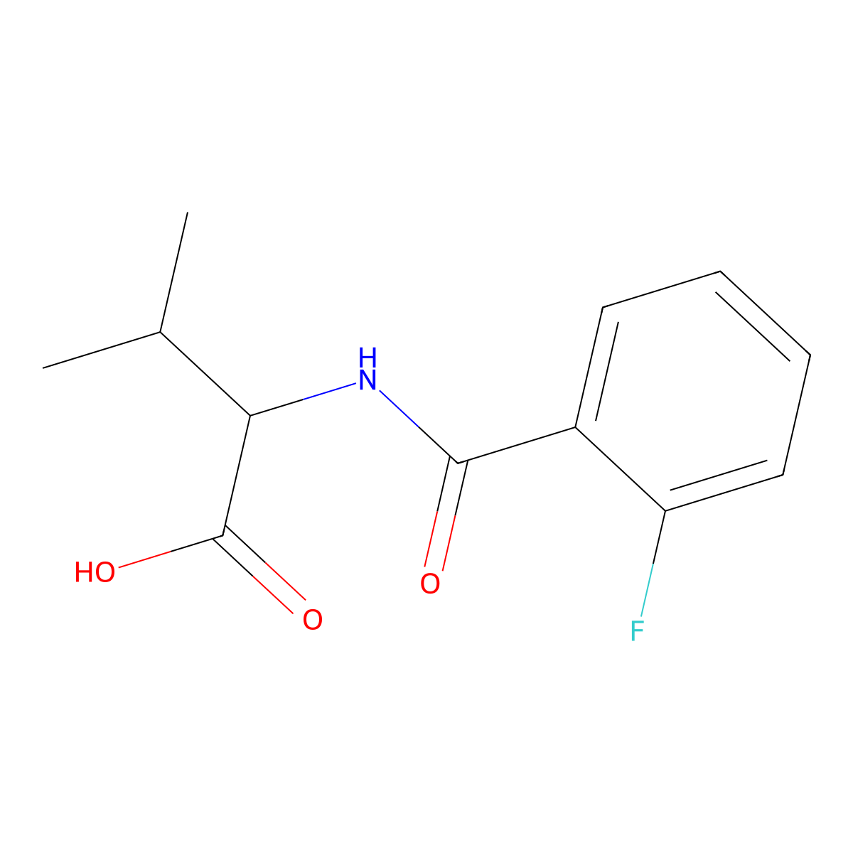 2-[(2-Fluorophenyl)formamido]-3-methylbutanoic acid molecular structure, CAS 1396999-93-1