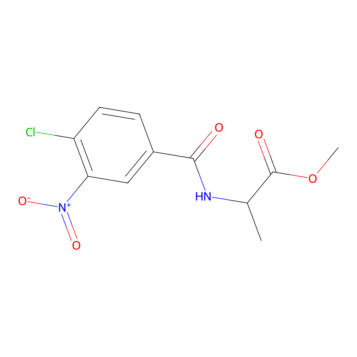 Methyl 2-[(4-chloro-3-nitrophenyl)formamido]propanoate molecular structure, CAS 1397000-09-7