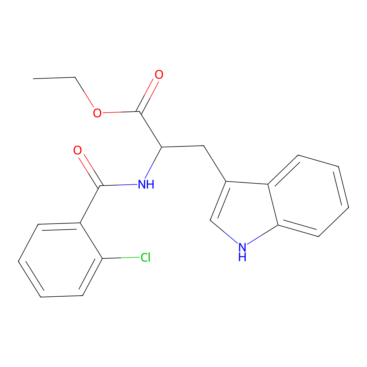 ethyl 2-[(2-chlorobenzoyl)amino]-3-(1H-indol-3-yl)propanoate molecular structure, CAS 1397000-86-0