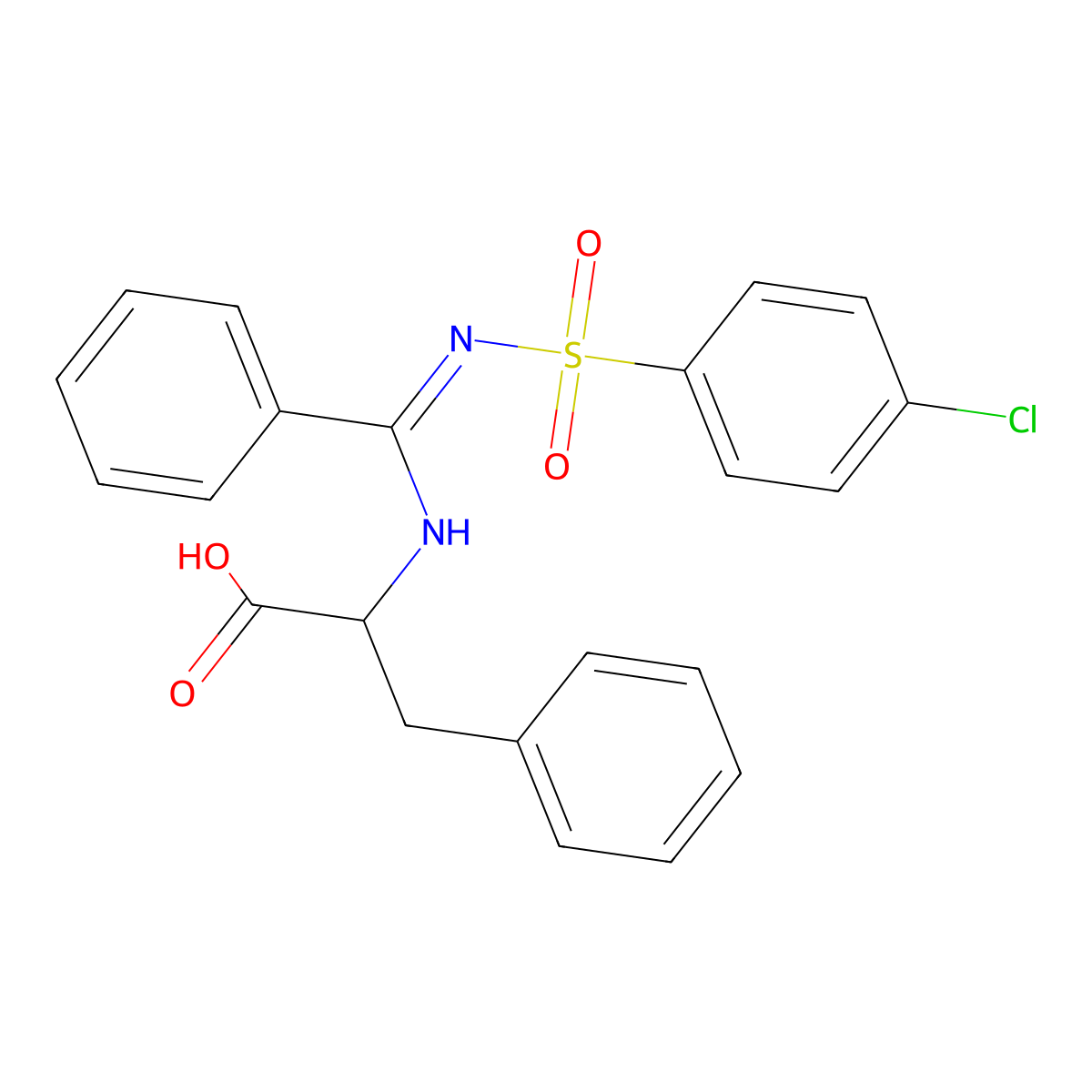 N-[(Z)-{[(4-chlorophenyl)sulfonyl]imino}(phenyl)methyl]phenylalanine molecular structure, CAS 1397002-32-2
