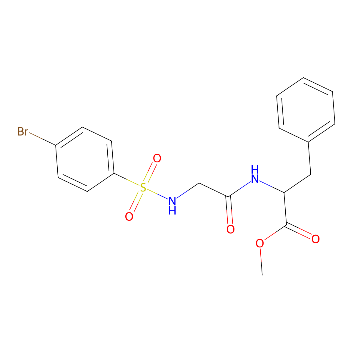 Methyl 2-[(2-{[(4-bromophenyl)sulfonyl]amino}acetyl)amino]-3-phenylpropanoate molecular structure, CAS 1397003-32-5
