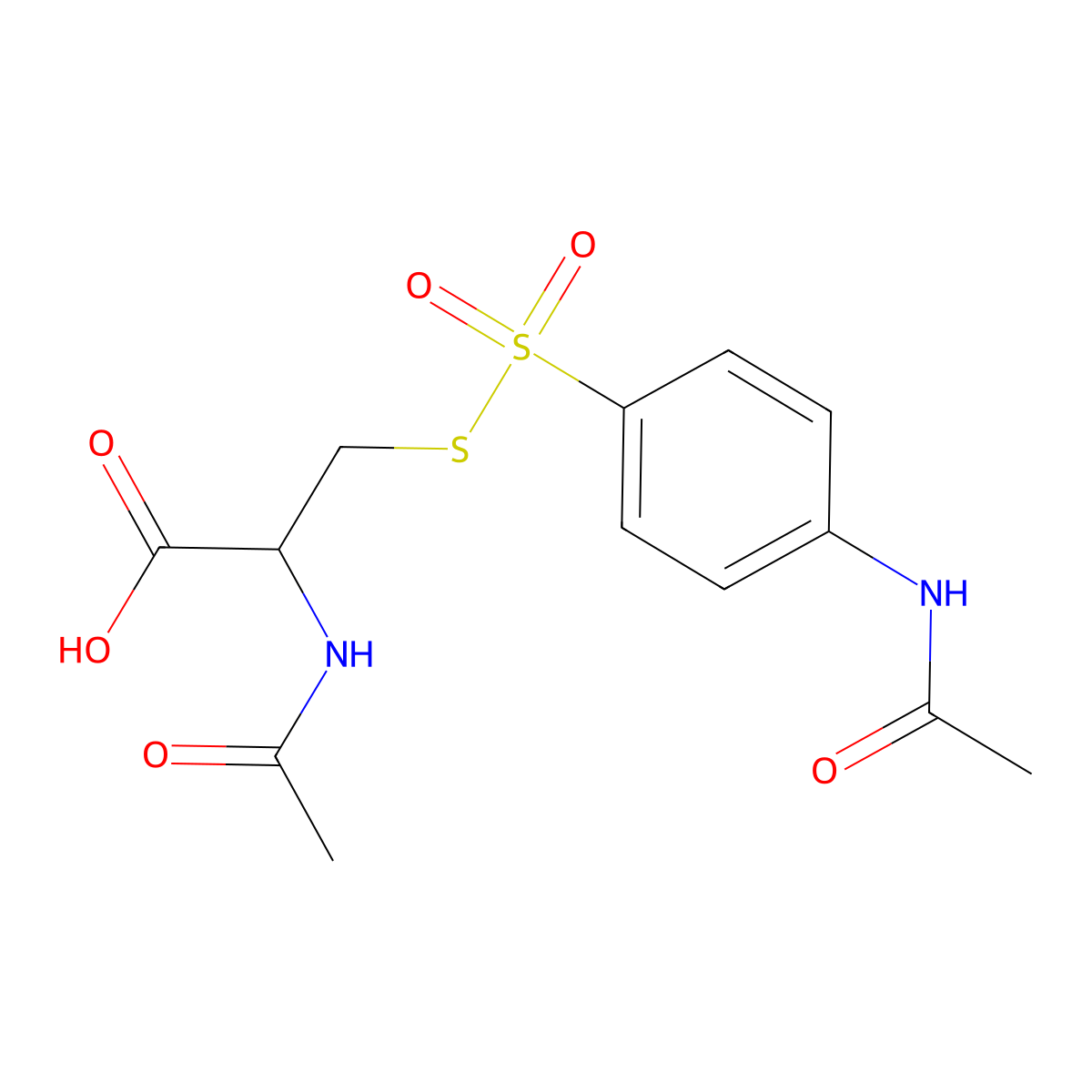 2-Acetamido-3-(4-acetamidophenyl)sulfonylsulfanylpropanoic acid molecular structure, CAS 1397003-53-0