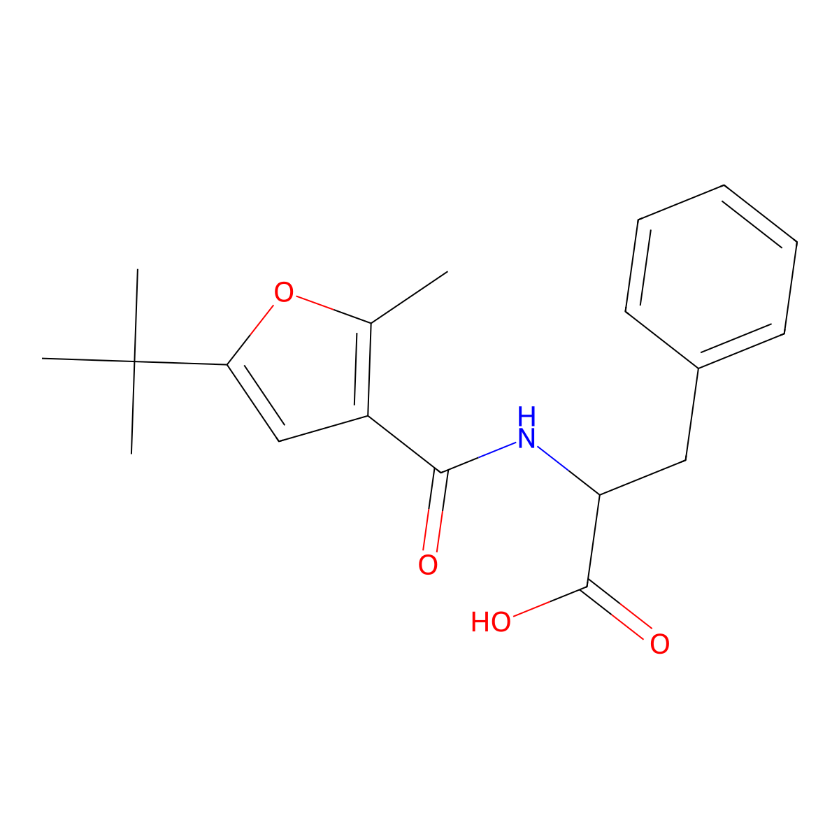 2-[(5-tert-Butyl-2-methyl-furan-3-carbonyl)-amino]-3-phenyl-propionic acid molecular structure, CAS 1397005-04-7