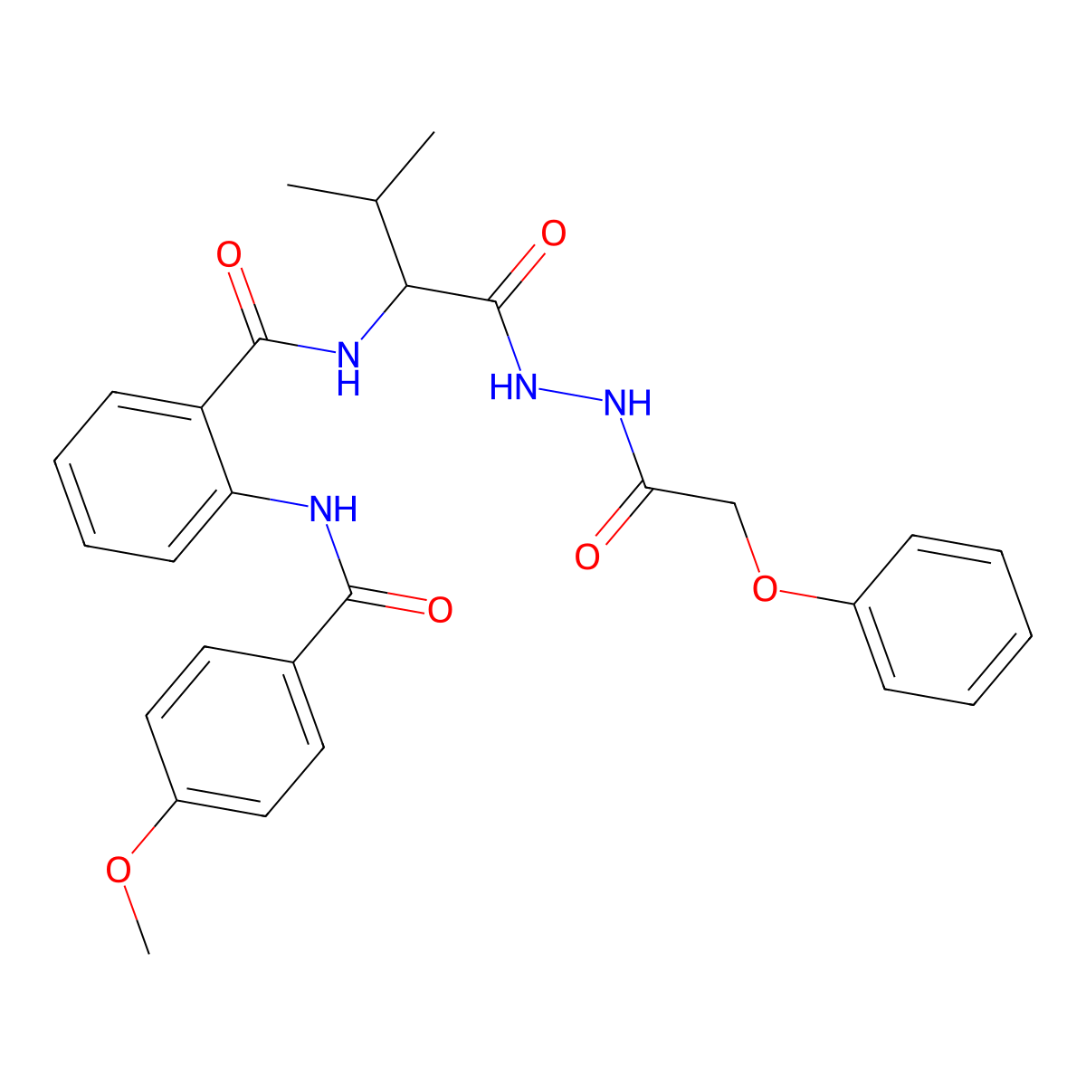 2-[(4-methoxybenzoyl)amino]-N-[3-methyl-1-oxo-1-[2-(2-phenoxyacetyl)hydrazinyl]butan-2-yl]benzamide molecular structure, CAS 1397006-01-7