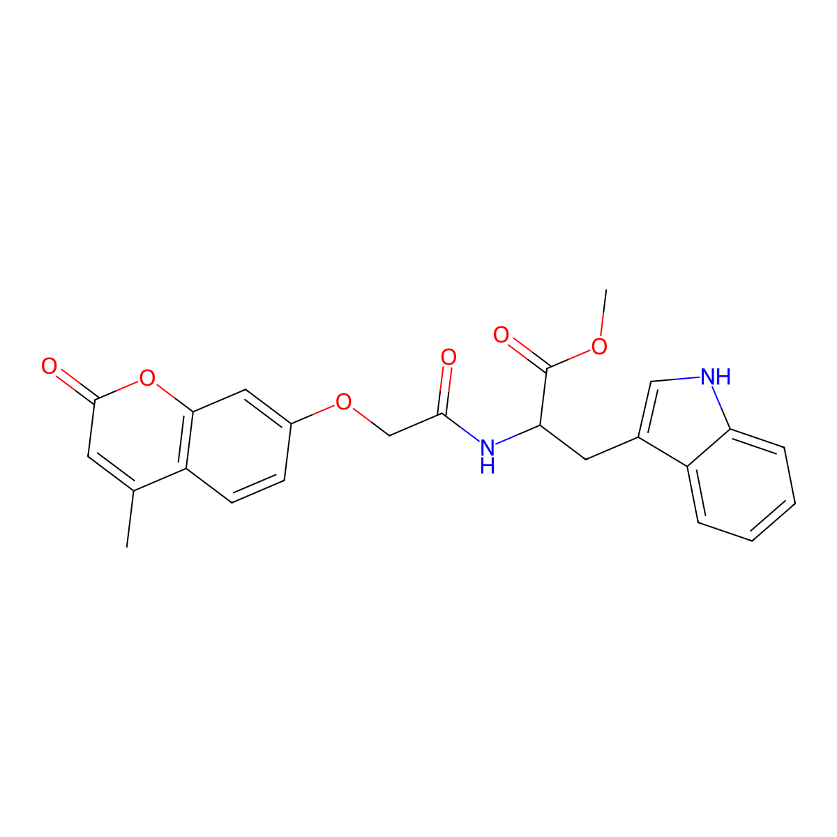 Methyl 3-(1H-indol-3-YL)-2-({[(4-methyl-2-oxo-2H-chromen-7-YL)oxy]acetyl}amino)propanoate molecular structure, CAS 1397006-35-7